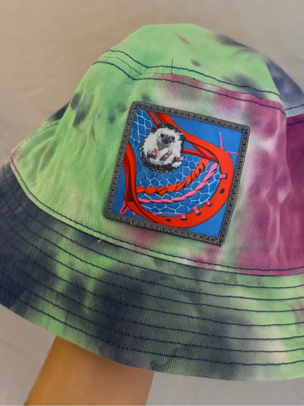 Hedgehog in Lacrosse Stick Tye Die Bucket Hat